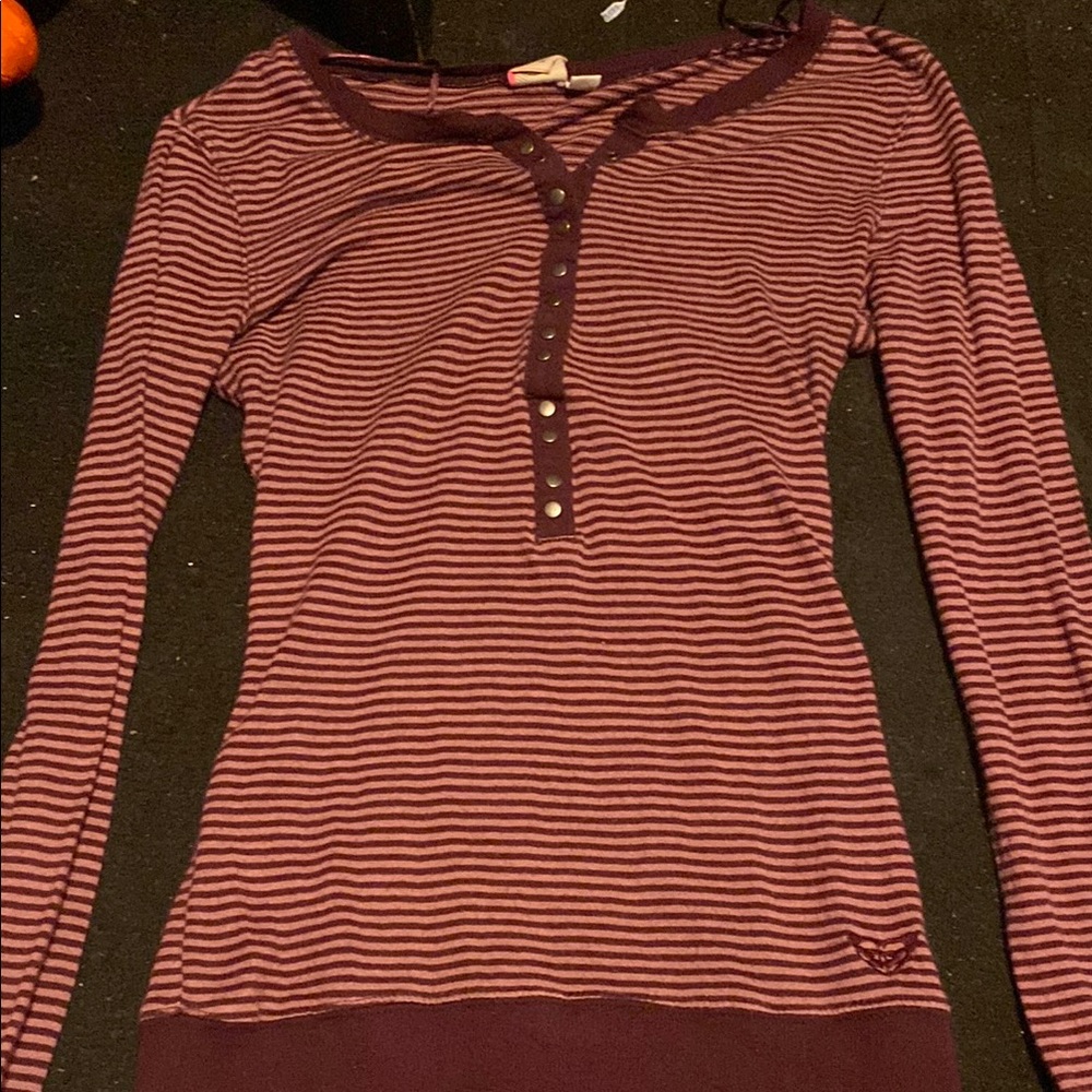 Striped Long Sleeve Henley Top